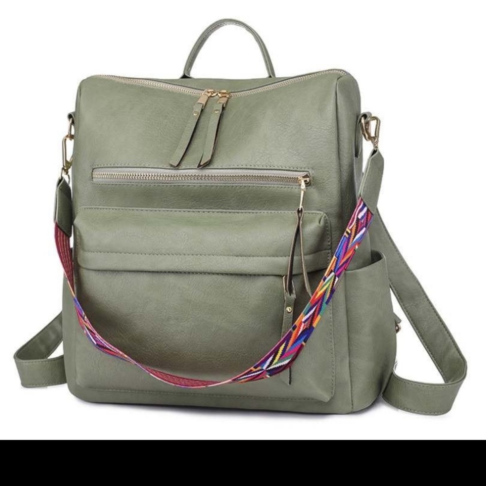 Vintage Vegan leather large backpack.